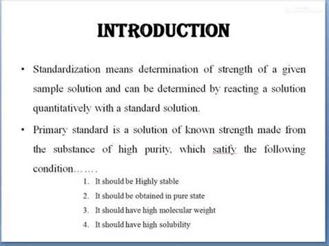 standardization meaning in chemistry