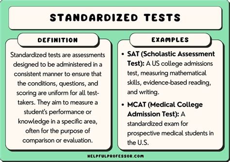 standardized test examples in research