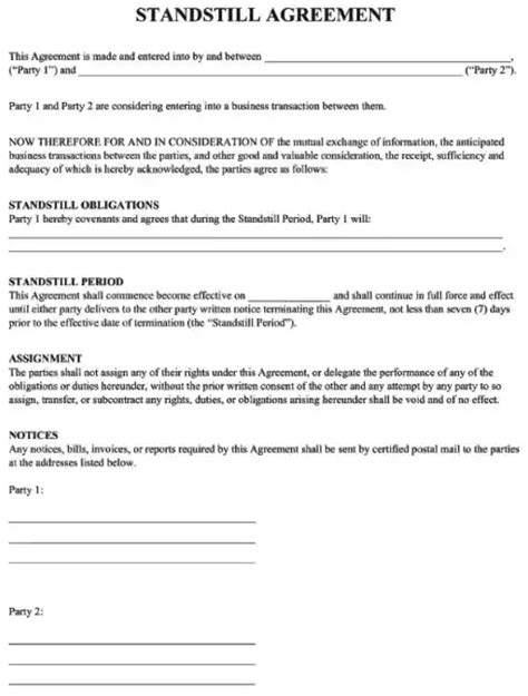 Standstill Agreement Pdf