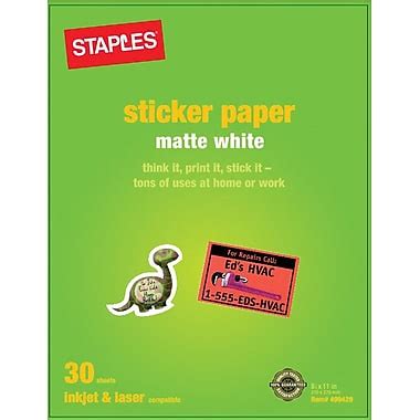 Staples Printable Sticker Paper