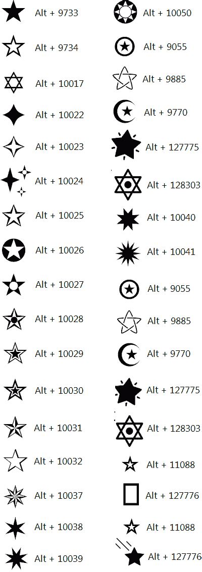 star symbol code in html