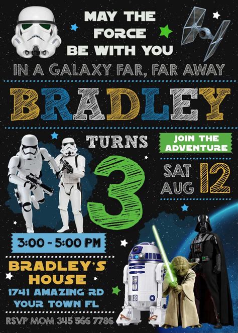 Star Wars Invitation Star Wars Birthday Invitation Star Wars