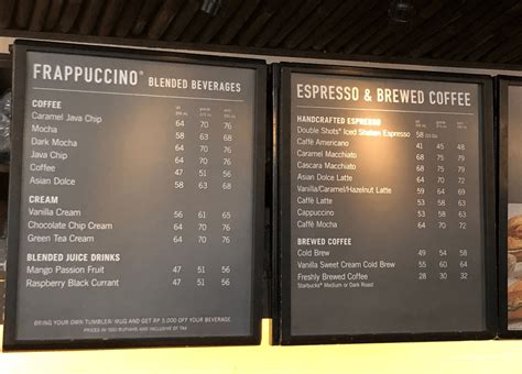 starbuck coffee menu