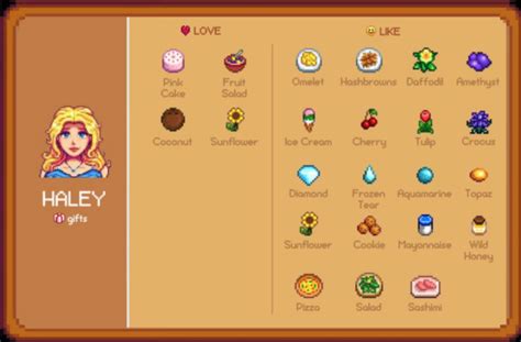 stardew valley haley liked items