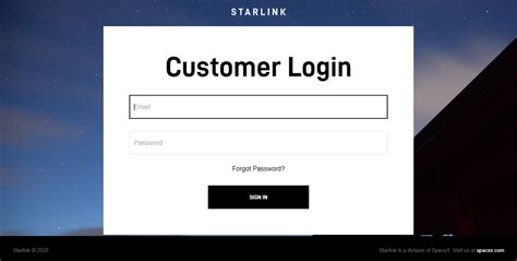 starlink internet login page