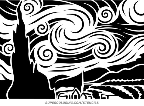 Starry Night Stencil Printable