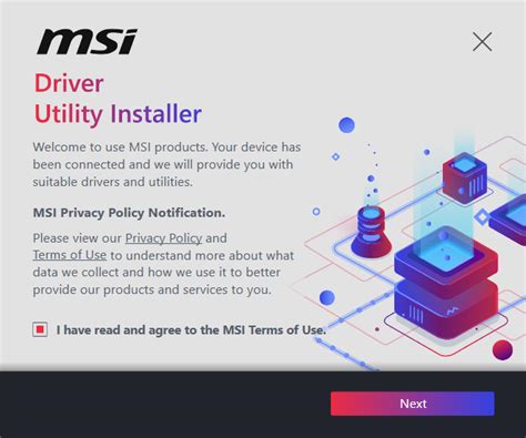 start msi driver utility installer