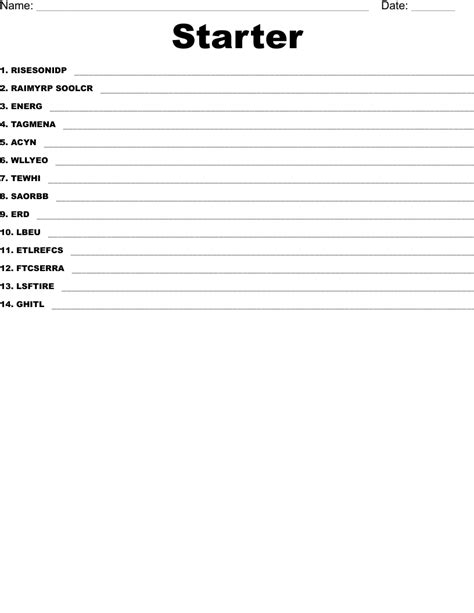 Starter Word Scramble