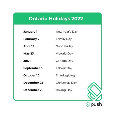 stat holidays 2022 ontario canada