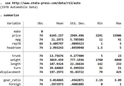 stata command for multiple regression