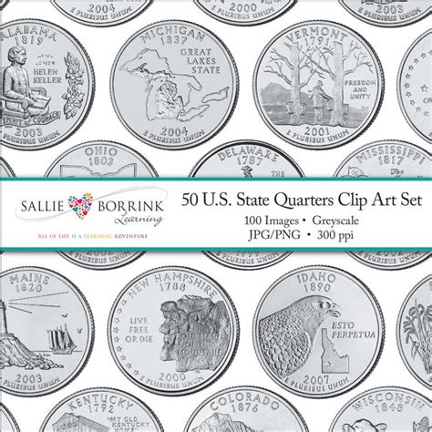 50 U.S. State Quarters Clip Art Photographic, Realistic A Quiet