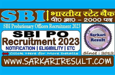 state bank of india po recruitment 2023