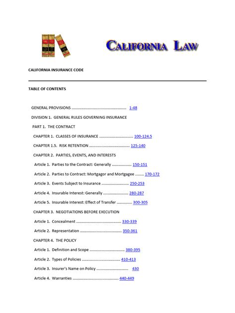 State Of California Insurance Code