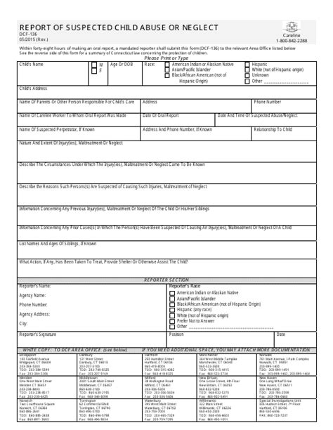 state of connecticut dcf form 136