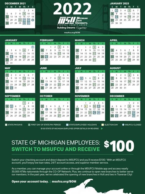 state of michigan 2022 calendar
