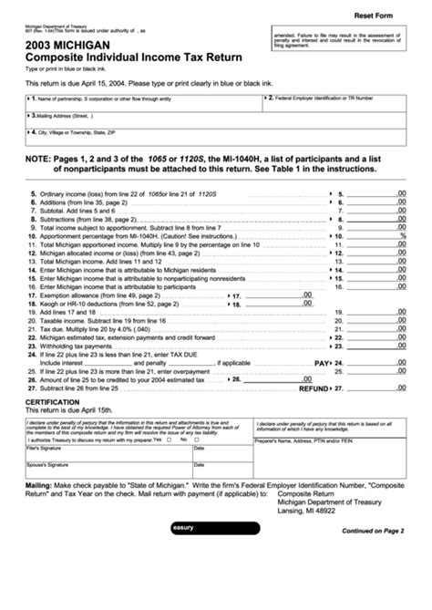 state of michigan 2023 income tax forms