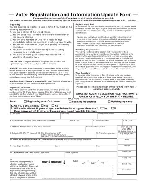 state of ohio voter registration form