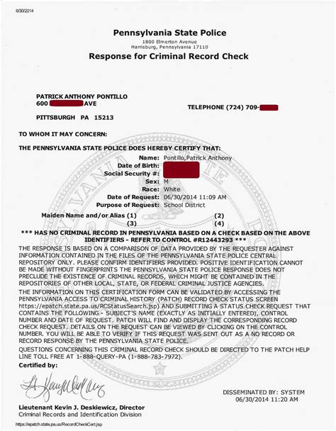 state police clearance check