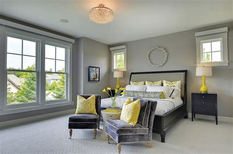 Statement Artwork in a Gray and Yellow Bedroom