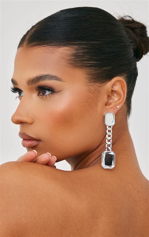 Statement Earrings Drop Silver