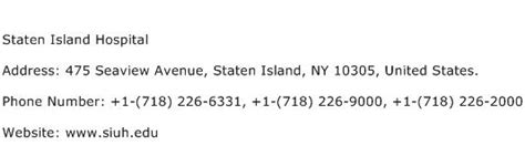 staten island hospital number