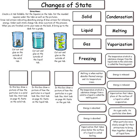states of matter worksheet answers grade 9