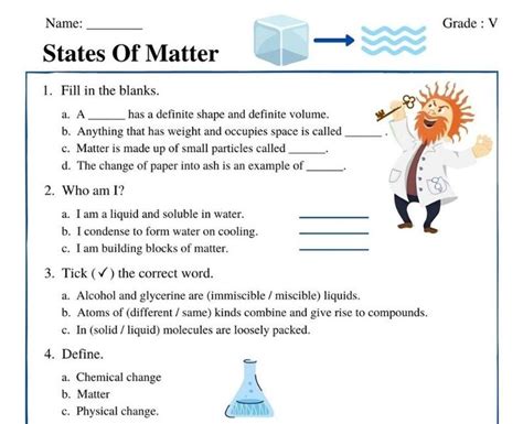 states of matter worksheet pdf with answers grade 5