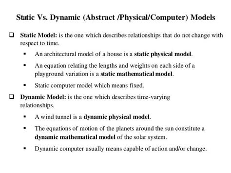 static and dynamic physical model in simulation