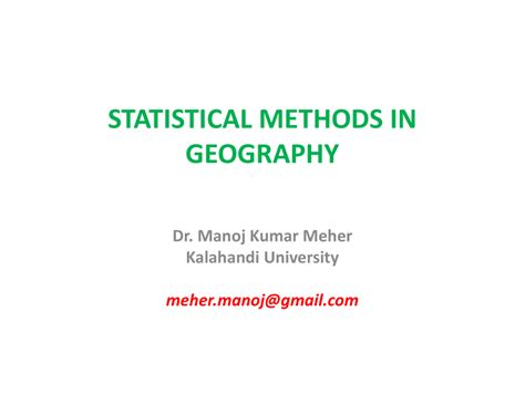 Subject Statistical Methods In Geography Pdf Popular