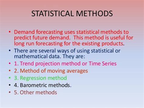 statistical methods of demand forecasting with examples