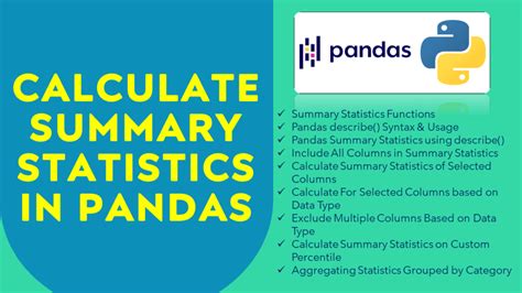 statistical summary in pandas