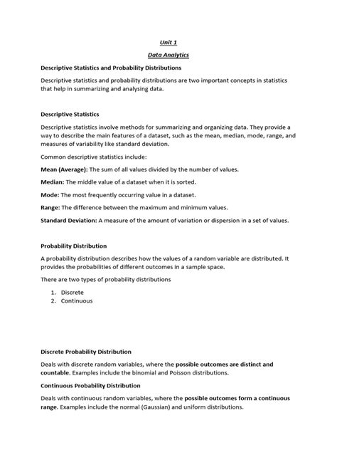 statistics for data analytics pdf notes