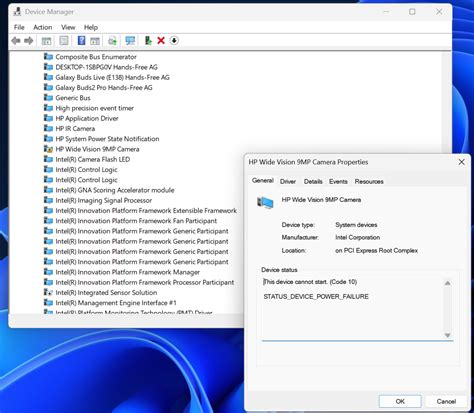 Status Device Power Failure Camera
