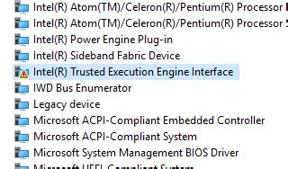 Status Device Power Failure Intel Trusted Execution Engine Interface Acer
