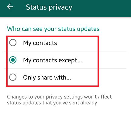 status privacy in whatsapp