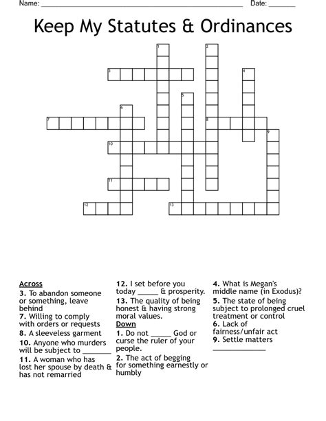 Statutes Crossword