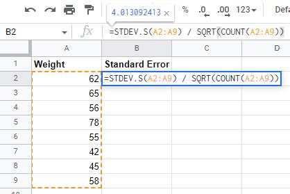 std error google sheets