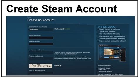 steam account creation