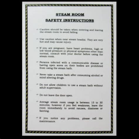 Steam Room Instructions