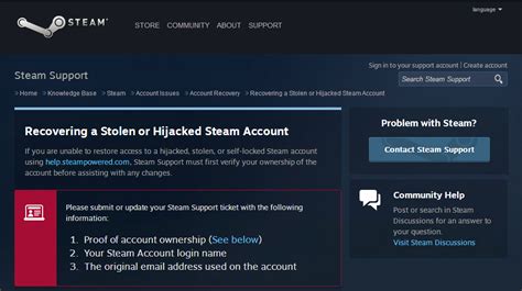 steam support account stolen