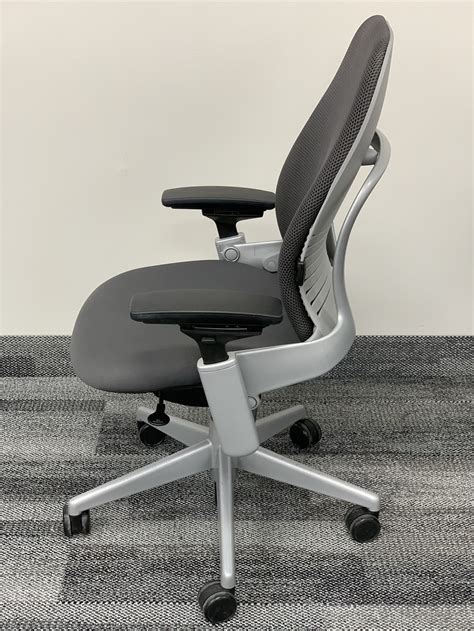 Steelcase Leap V2 Used Leather Task Chair, Black