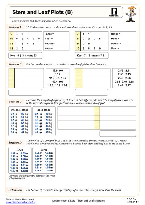 Stem And Leaf Plot Quiz Printable