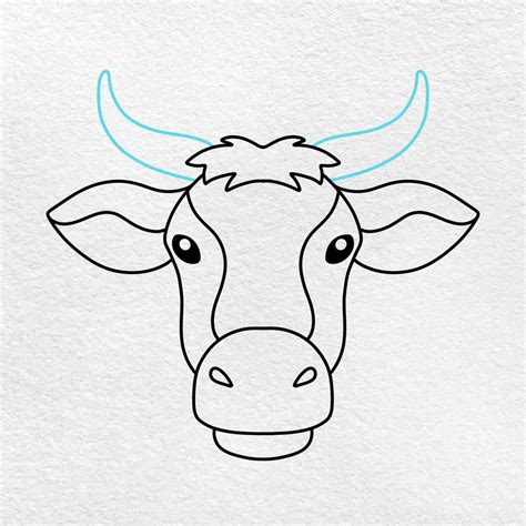 How to Draw a Cow Face for Kids printable step by step