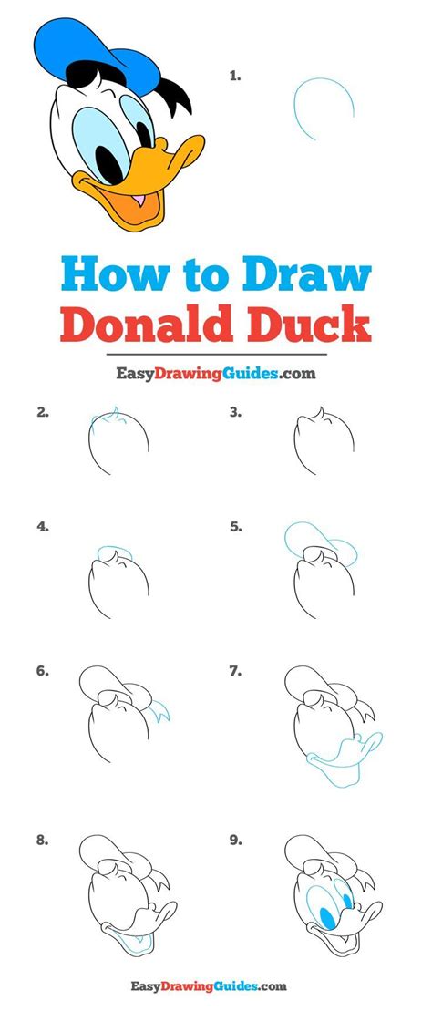 How to draw donald duck Step by step drawing, Donald