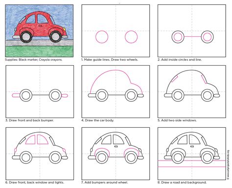 How to Draw a Car printable step by step