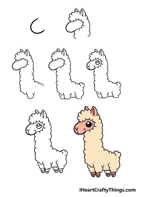 How to Draw Cute Cartoon Kawaii Llama or Alpaca from "P