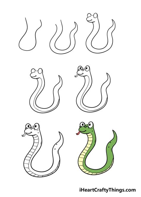 How to Simple Draw a Cartoon Snake Step by Step for Kids