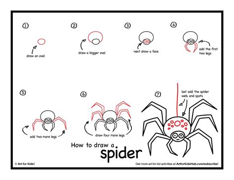 How to Draw a Spider printable step by step drawing sheet
