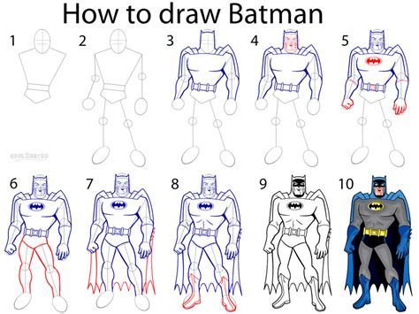 How to Draw Batman Face printable step by step drawing
