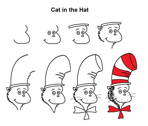 How to draw The Cat in the Hat Sketchok easy drawing guides
